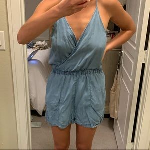 Top shop chambray tank romper